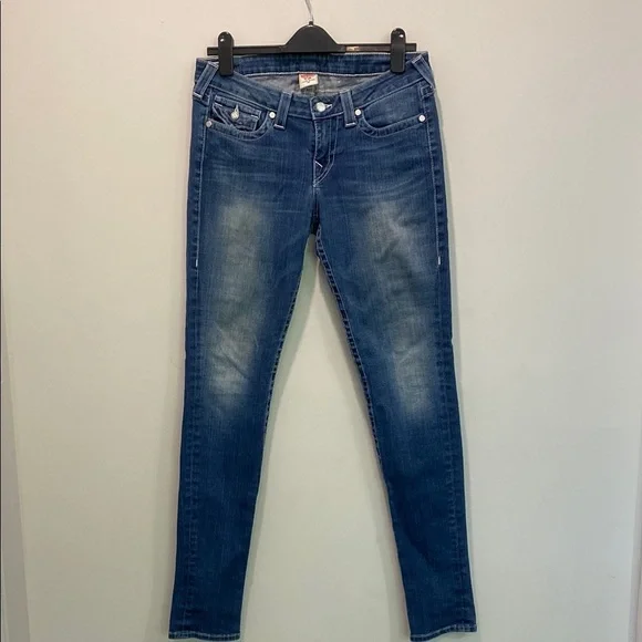 True Religion Jodie Blue Skinny Jeans with Diamond Buttons Size 30 - Picture 4 of 15